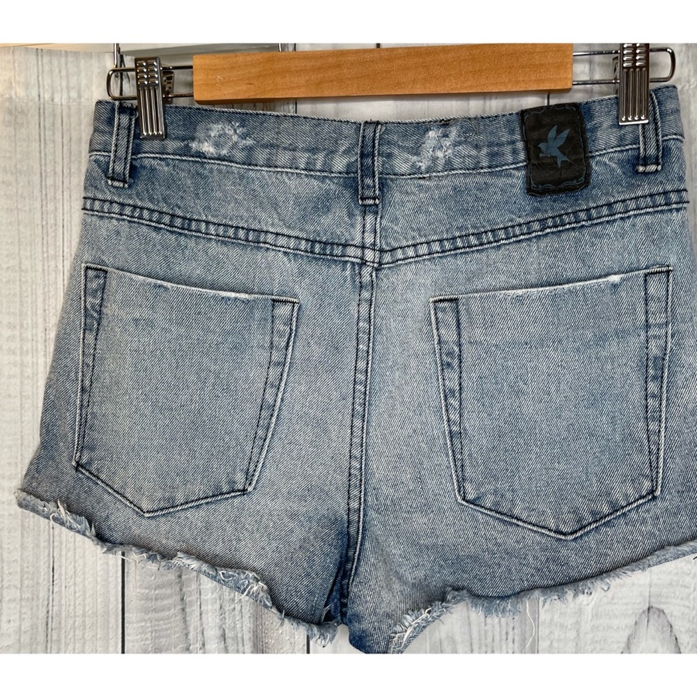 One Teaspoon Distressed High Waist Denim Jean Shorts Cut Off Frayed Hem Sz 26 - Picture 6 of 11